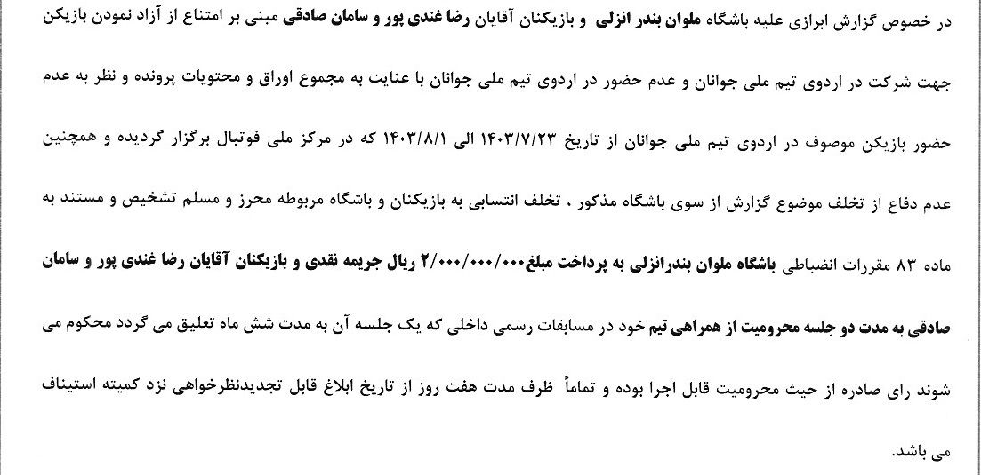 اعلام آرای انضباطی اعلام آرای انضباطی