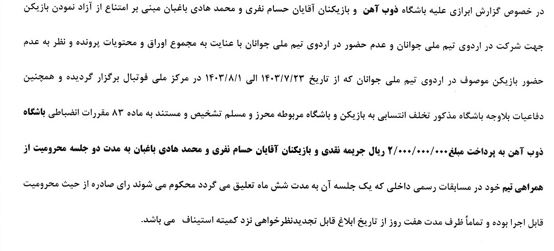 اعلام آرای انضباطی اعلام آرای انضباطی